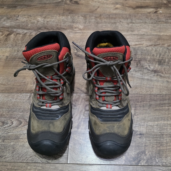 KEEN Men\'s Brown and Red Hiking Boots Size 10
